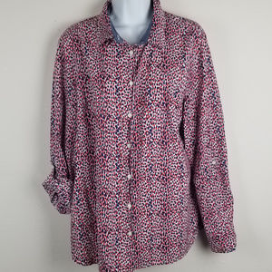 Tommy Hilfiger Shirt Top Spotted Red White Blue XL
